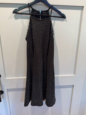 Speechless Black Sparkle Halter Mini Dress
